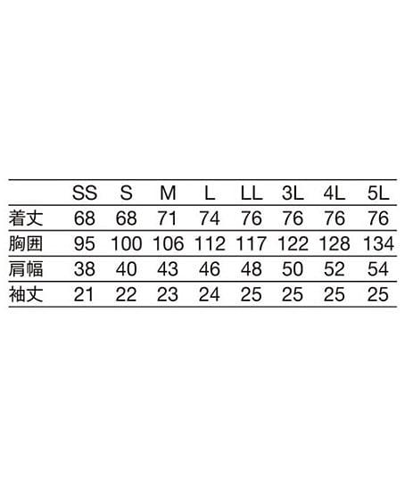 スクラブ（男女兼用/透け防止・吸汗性・制電・ストレッチ・工業洗濯可） サイズ詳細