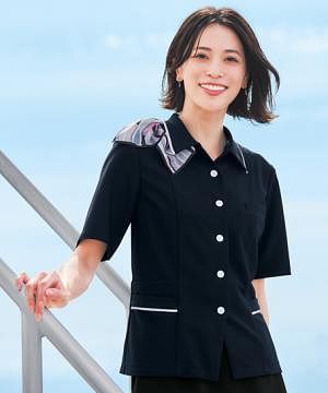 事務服・会社制服の通販の【ユニデポ 事務服】【全2色】オーバーブラウス（ニット・接触冷感・吸汗速乾・消臭・エコ）