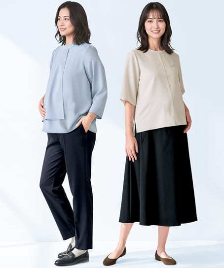 【全2色】マタニティスカート(ストレッチ・防汚加工・抗菌防臭・ロング丈)