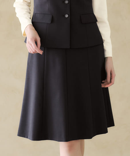 【全2色】フレアスカート(ロング丈・ストレッチ・静電気防止・家庭洗濯OK・部分ゴム・9号/60cm)