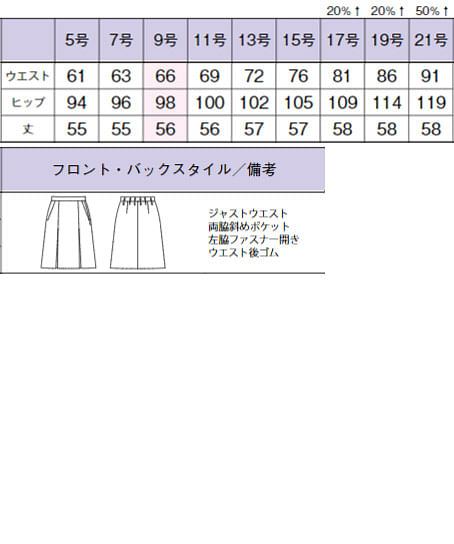 【全2色】プリーツスカート（セレストボーダー/レニューECO素材） サイズ詳細