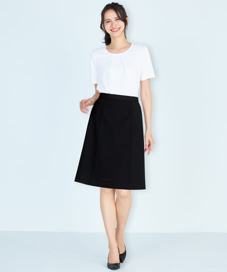 【全2色】Aラインスカート(ストレッチ・防汚加工・抗菌防臭・56㎝丈)