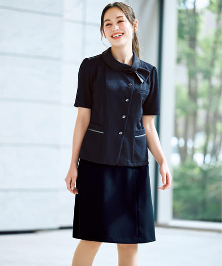 【全2色】Aラインスカート(ストレッチ・防汚加工・抗菌防臭・56㎝丈)