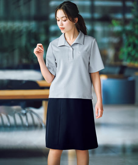 【全2色】Aラインスカート(ストレッチ・防汚加工・抗菌防臭・56㎝丈)