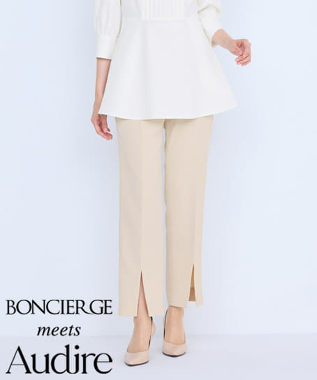 【BONCIERGE meets Audire】全2色・スリットパンツ（ストレッチ・吸水速乾・防汚加工・股下68㎝）