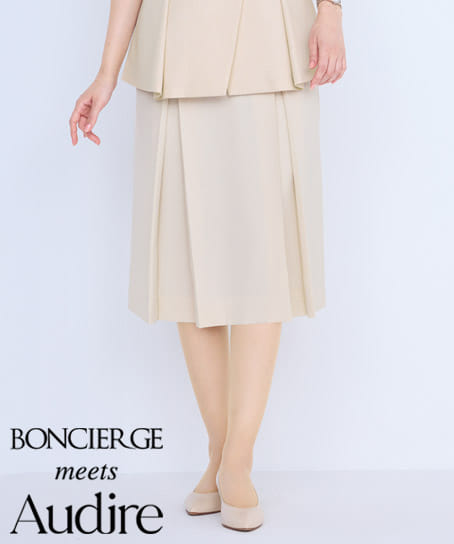 【BONCIERGE meets Audire】全2色・プリーツスカート（ストレッチ・吸水速乾・防汚加工・着丈70㎝）