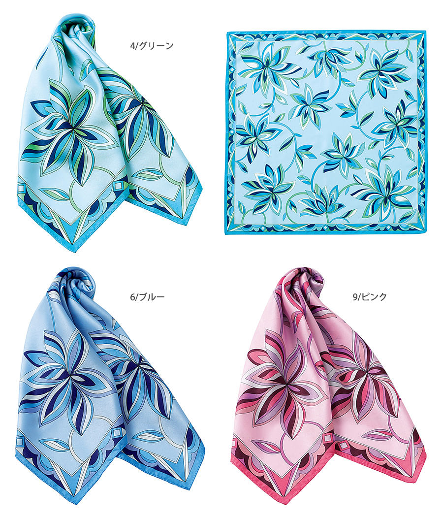 【全3色】スカーフ（フラワーモチーフ/58×58㎝）