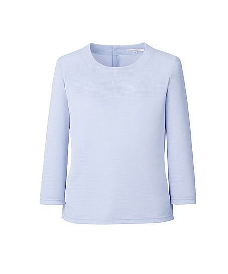 【POLYGIENE/ポリジン】全3色・ラウンドネック七分袖ニット（吸水速乾・透け防止・防汚・抗菌防臭）