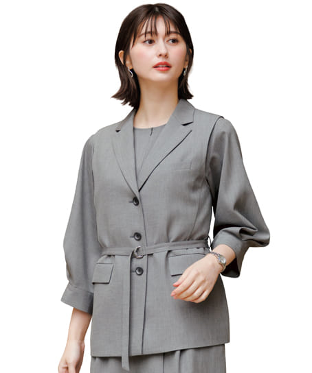 【全2色】ロングベスト(2WAYストレッチ・ECO素材・家庭洗濯OK)