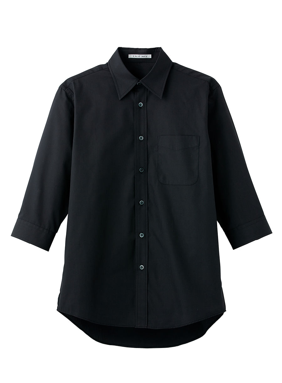 【全4色】ブロードレギュラーカラー七分袖シャツ（ユニセックス/3S～5L）