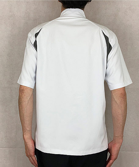 ユニセックスコックシャツ（防汚加工・ストレッチ・脇メッシュ/～5Lまであり）