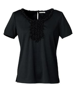 飲食店制服・ユニフォームの通販の【ユニデポ フード】【アウトレット】全3色　フリル半袖ニット