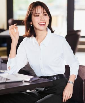 事務服・会社制服の通販の【ユニデポ 事務服】【全3色】長袖ブラウス（ニット・透け防止・吸汗速乾）