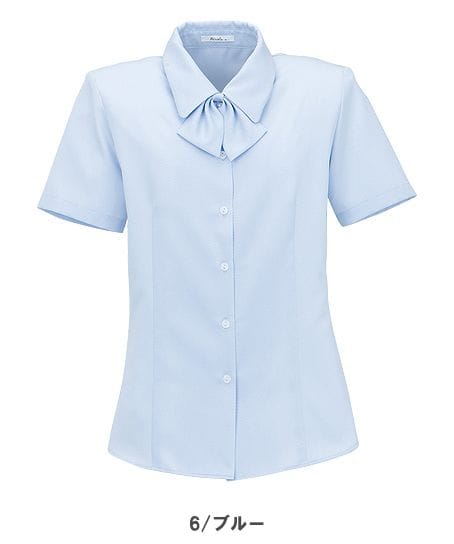 【全4色】半袖ブラウス（リボン付き・吸汗性・形態安定）