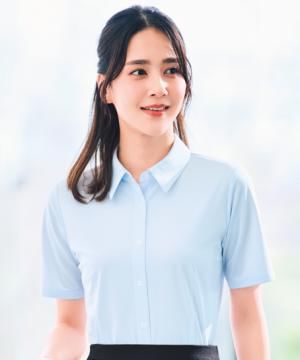 事務服・会社制服の通販の【ユニデポ 事務服】【全3色】半袖ブラウス（ニット・透け防止・吸汗速乾）
