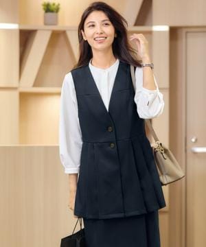 飲食店制服・ユニフォームの通販の【ユニデポ フード】【全1色】ロングベスト（ストレッチ・吸汗速乾・接触冷感・高通気）