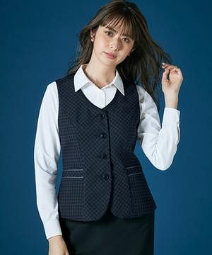 ユニフォーム・制服の通販の【ユニデポ】【全１色】ベスト（エコ・国産生地・ミニリングチェック）