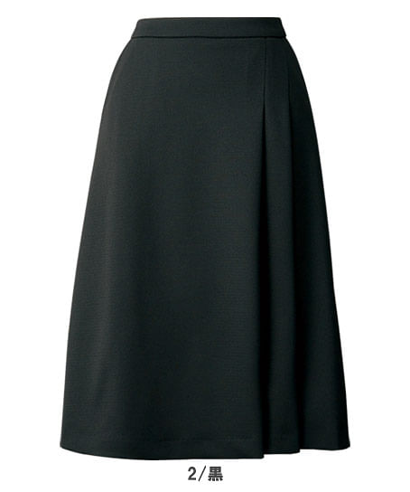 【全１色】スカート（フレア/タック入り・ニット・防シワ・抗菌防臭・65cm丈）