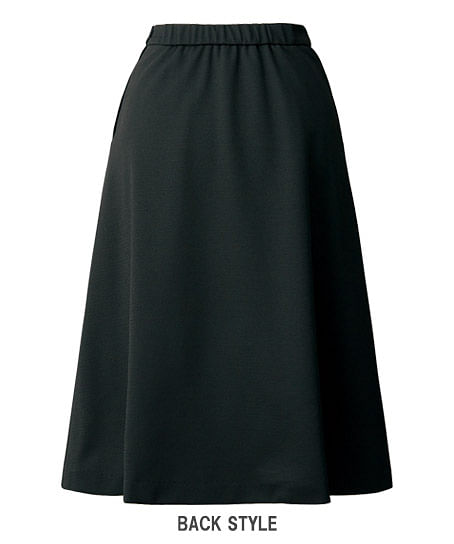 【全１色】スカート（フレア/タック入り・ニット・防シワ・抗菌防臭・65cm丈）