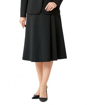 事務服・会社制服の通販の【ユニデポ 事務服】【全１色】スカート（フレア/タック入り・ニット・防シワ・抗菌防臭・65cm丈）