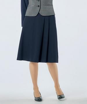 事務服・会社制服の通販の【ユニデポ 事務服】【全１色】スカート（フレア/タック入り・ストレッチ・消臭・エコ・65cm丈）