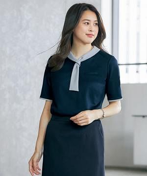 事務服・会社制服の通販の【ユニデポ 事務服】【全2色】タイカラーポロシャツ（ニット・高通気・吸汗速乾・通気度139.4㏄）