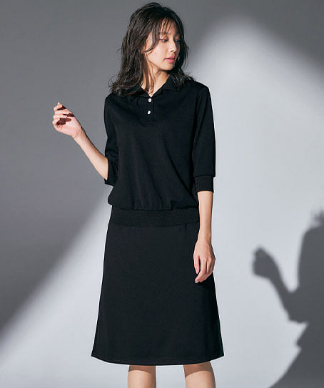 【MARY QUANT】全2色・ポロシャツ（六分袖・ニット・高通気・通気度130.cc）