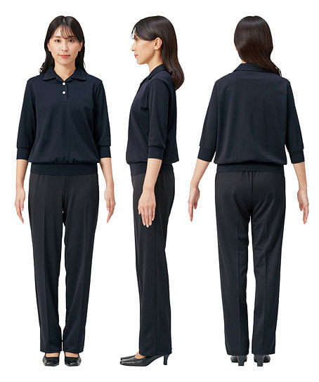 【MARY QUANT】全2色・ポロシャツ（六分袖・ニット・高通気・通気度130.cc）
