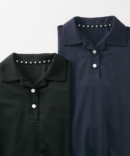 【MARY QUANT】全2色・ポロシャツ（六分袖・ニット・高通気・通気度130.cc）
