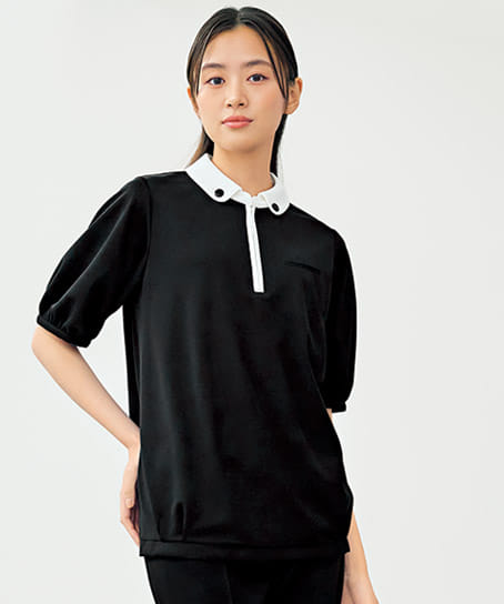 MARY QUANT 黒 ポロシャツ 半袖 MARY QUANT】全2色・ポロシャツ（半袖・ニット・高通気・通気度130.7cc