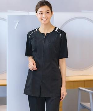 事務服・会社制服の通販の【ユニデポ 事務服】【MARY QUANT】全1色・チュニック（半袖・ニット・帯電防止）