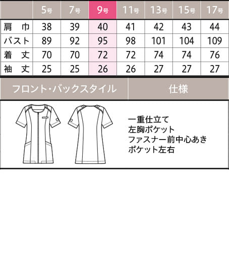 【MARY QUANT】全1色・チュニック(半袖・ニット・帯電防止) サイズ詳細