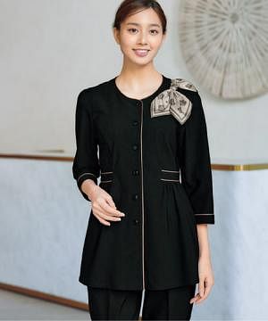 事務服・会社制服の通販の【ユニデポ 事務服】【MARY QUANT】チュニック（八分袖・ニット・吸汗速乾・防透性）