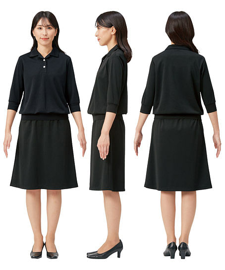 【MARY QUANT】至福のスカート（Aライン・ニット・防シワ・吸汗速乾・抗ウイルス・抗菌防臭・65cm丈/9号）
