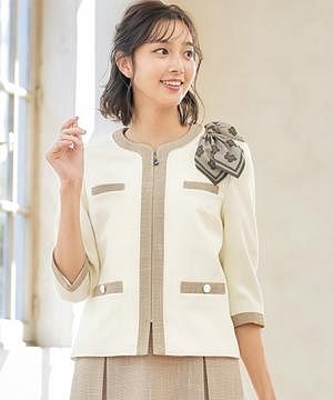 事務服・会社制服の通販の【ユニデポ 事務服】【MARY QUANT】全3色・ジャケット（七分袖・ストレッチ・ホームウォッシャブル）