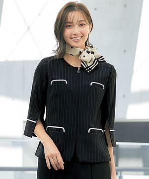 事務服・会社制服の通販の【ユニデポ 事務服】【MARY QUANT】ジャケット（七分袖・ストレッチ・ホームウォッシャブル）
