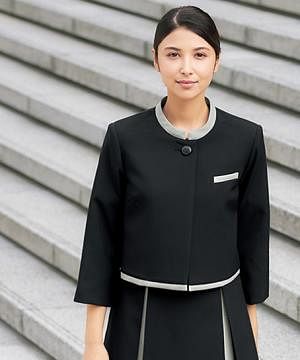 事務服・会社制服の通販の【ユニデポ 事務服】【MARY QUANT】全２色・ショートジャケット（八分袖・ストレッチ・ホームウォッシャブル）