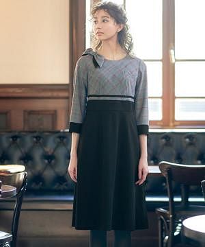 【MARY QUANT】全1色・ワンピース（七分袖・ストレッチ・抗ウイルス・抗菌）