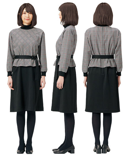 【MARY QUANT】全1色・ワンピース（九分袖・ニット・防シワ・吸汗速乾・抗ウイルス・抗菌防臭）