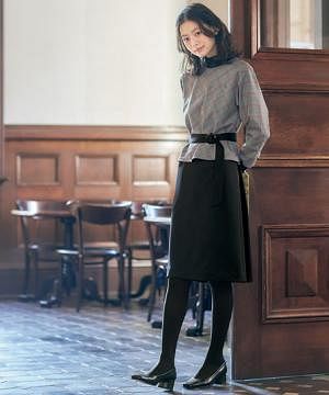 事務服・会社制服の通販の【ユニデポ 事務服】【MARY QUANT】全1色・ワンピース（九分袖・ニット・防シワ・吸汗速乾・抗ウイルス・抗菌防臭）