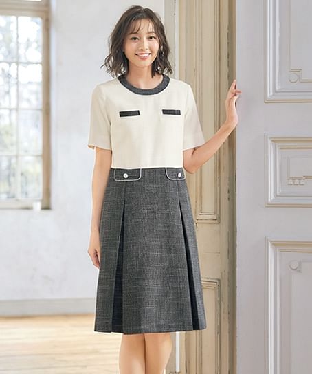 【MARY QUANT】全3色・ワンピース（七分袖・ストレッチ・ホームウォッシャブル）