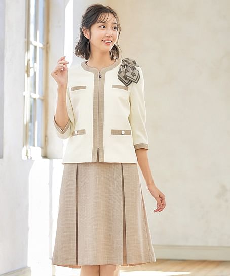 【MARY QUANT】全3色・ワンピース（七分袖・ストレッチ・ホームウォッシャブル）