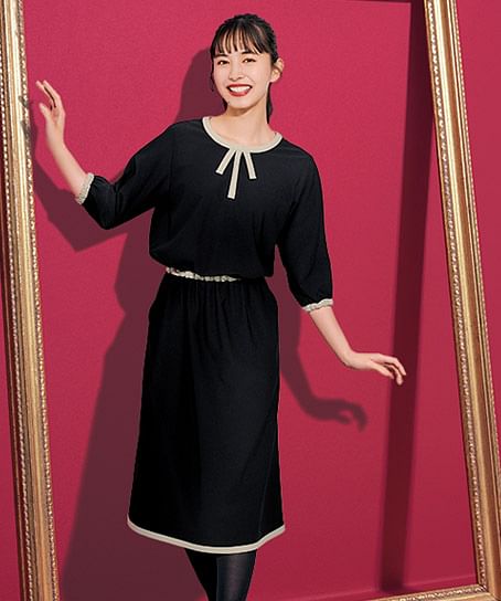 【MARY QUANT】全2色・ワンピース（ニット・七分袖・ホームウォッシャブル）