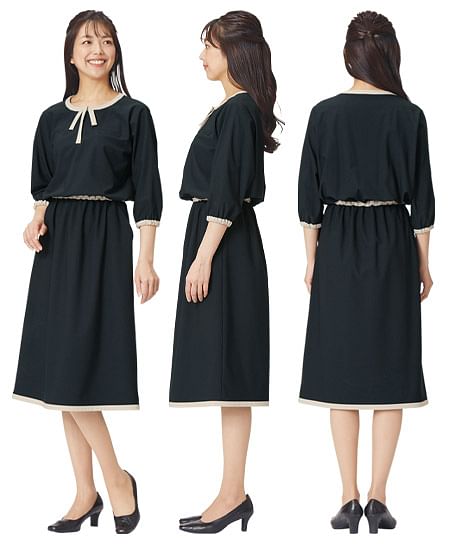 【MARY QUANT】全2色・ワンピース（ニット・七分袖・ホームウォッシャブル）