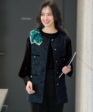 【YUKI TORII】全1色・ロングベスト（ストレッチ・eco素材・ホームウォッシャブル）