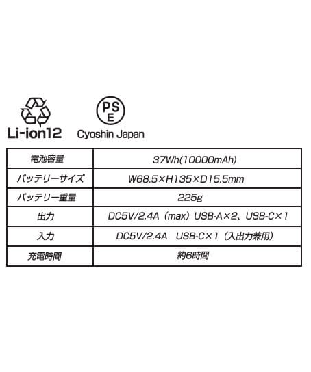 【長信ジャパン】全2色 モバイルバッテリー
