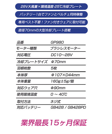 【長信ジャパン】全2色 ペルチェ一体型ファンセット