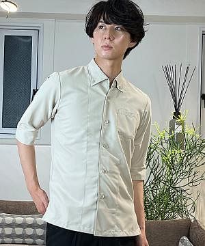 【全5色】コックシャツ（五分袖・男女兼用・ストレッチ・防汚加工/～5Lまであり）