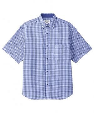 【全4色】半袖コックシャツ（男女兼用・チェック柄・ストレッチ・抗ウイルス・抗カビ・