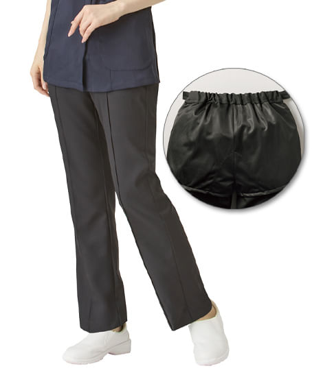 WEB先行【全2色】レディスパンツ(防水型生理用・ストレッチ・ウエストゴム&調節ベルト)